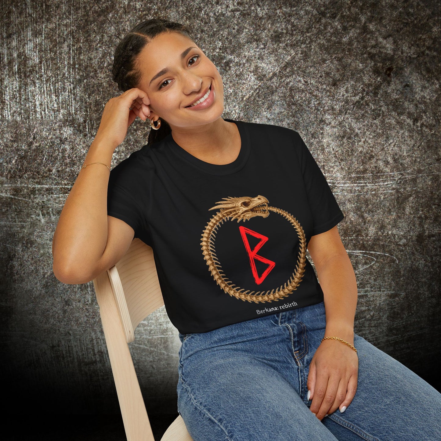 Women's Dragon Skeleton Ouroboros Berkana Rebirth Norse Viking Rune