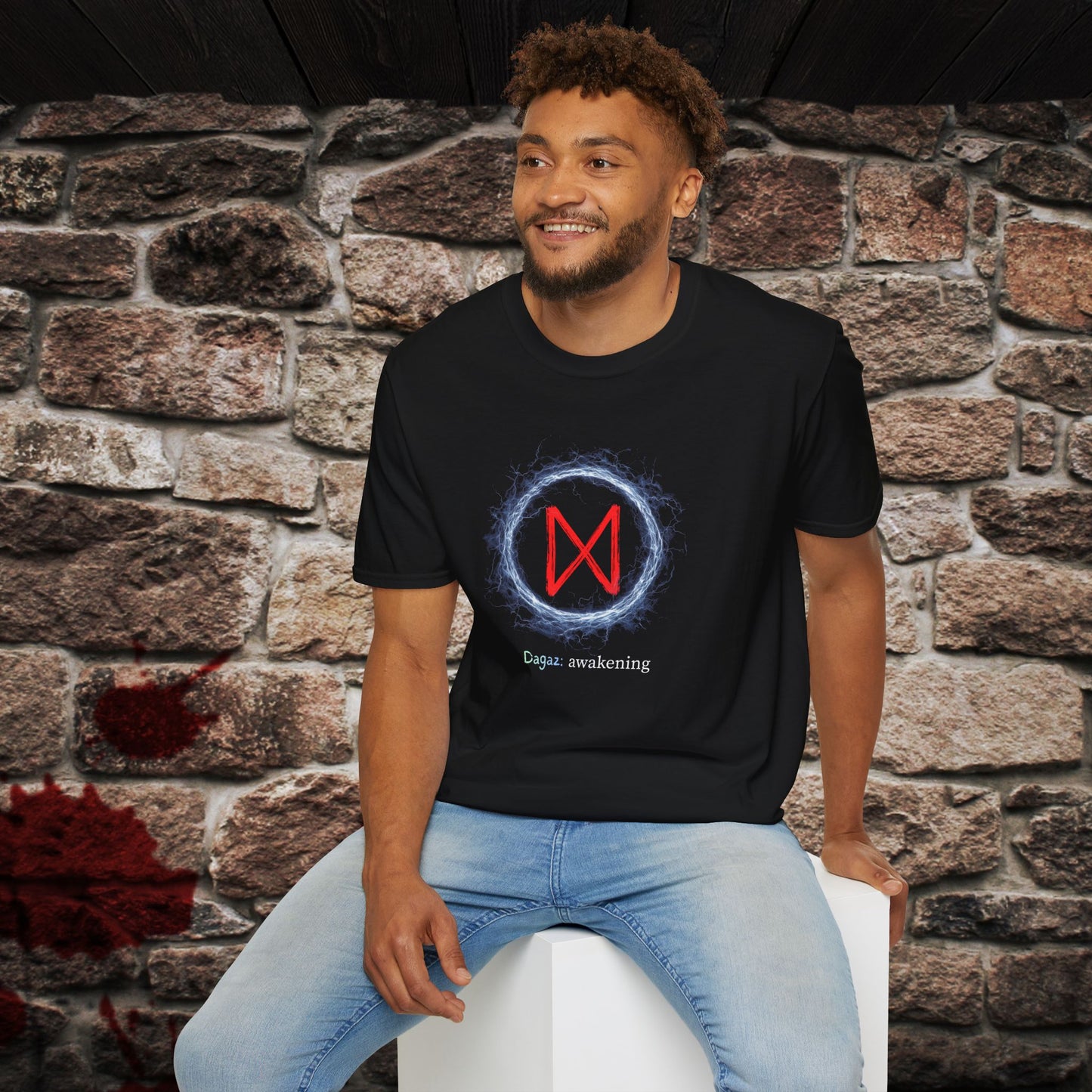 Men's Lightning Ring Awakening Dagaz Norse Viking Rune T Shirt