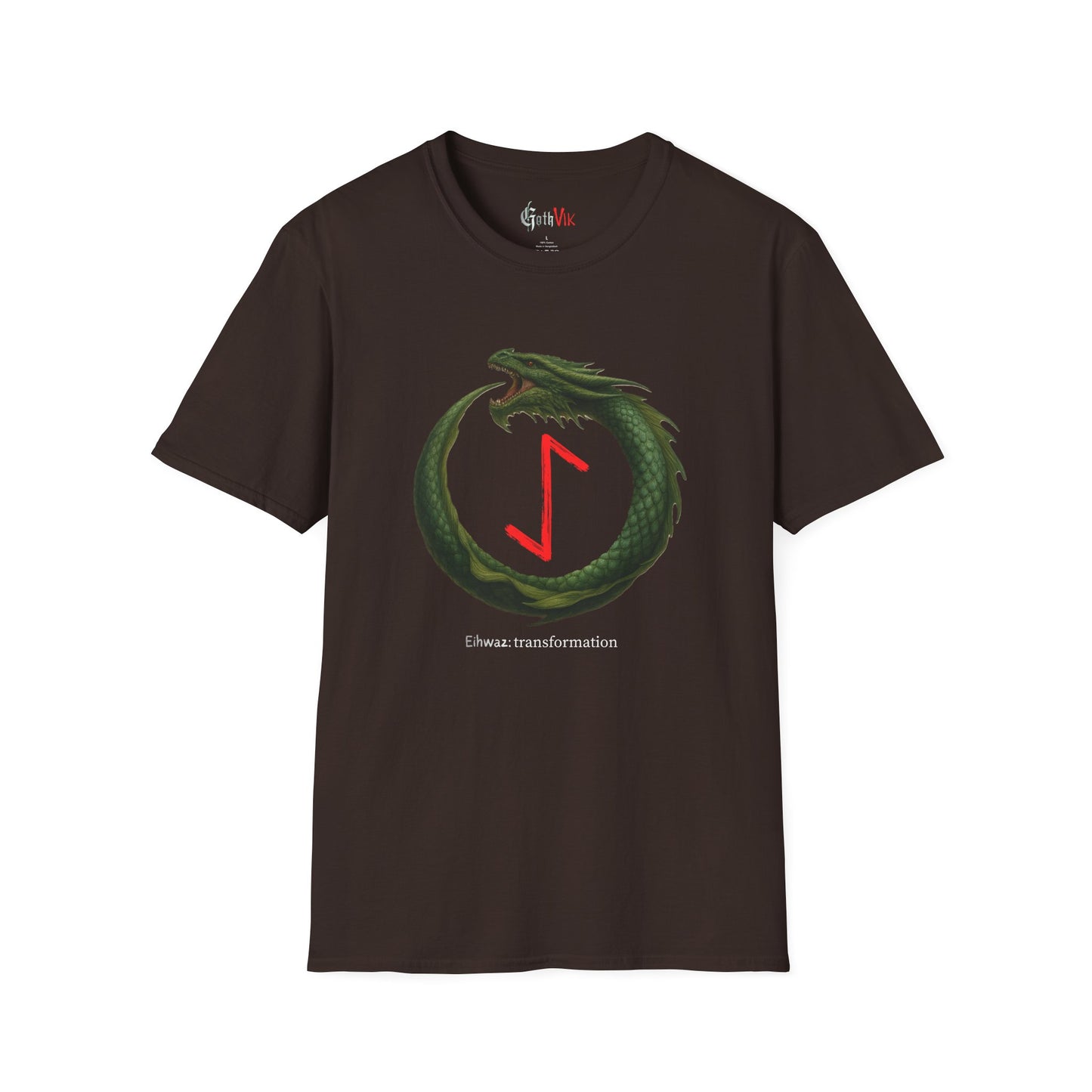 Women's Green Ouroboros Transformation Eihwaz Norse Viking Rune T-Shirt