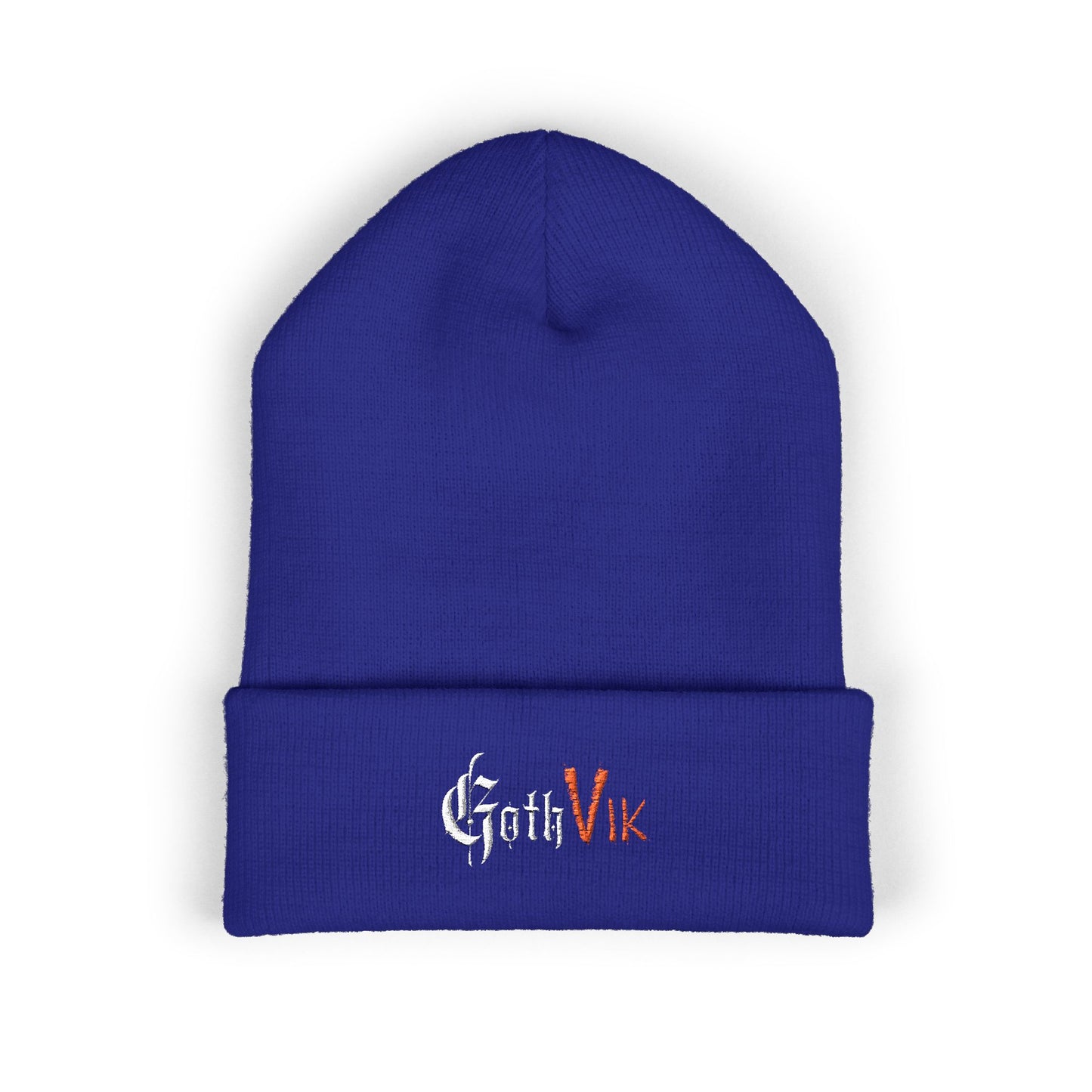 Embroidered 'GothVik' Classic Cuffed Beanie — Cozy Gothic Streetwear