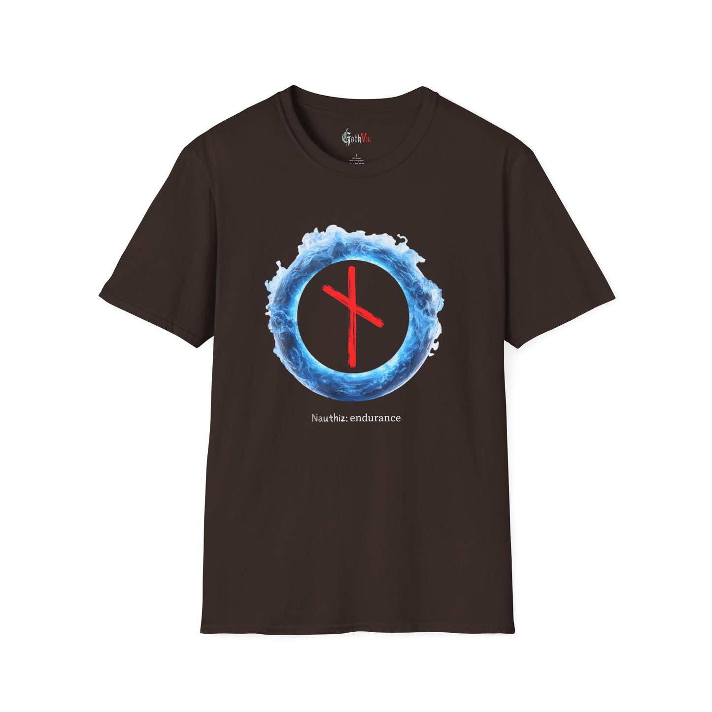 Women's Blue Fire Ring Endurance: Nauthiz Norse Viking Rune T Shirt