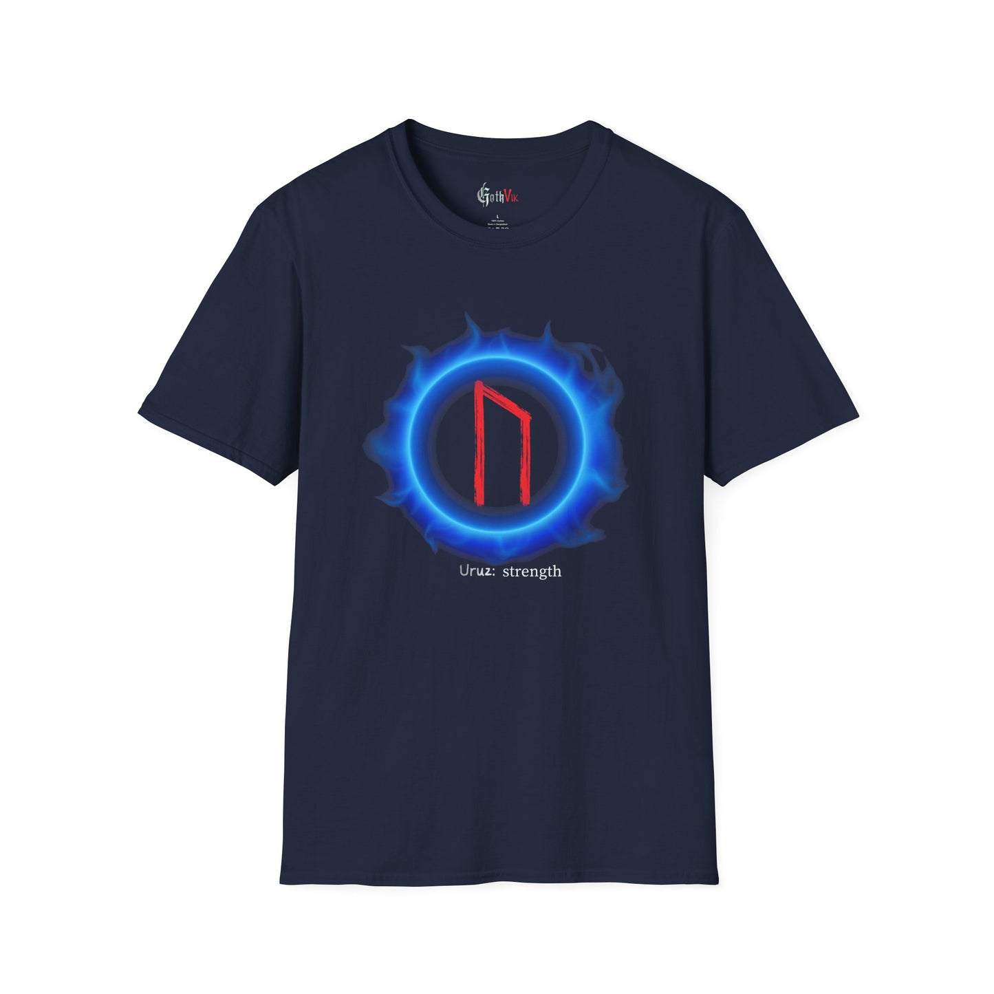 Men's Blue Aura Strength: Uruz Norse Viking Rune T Shirt