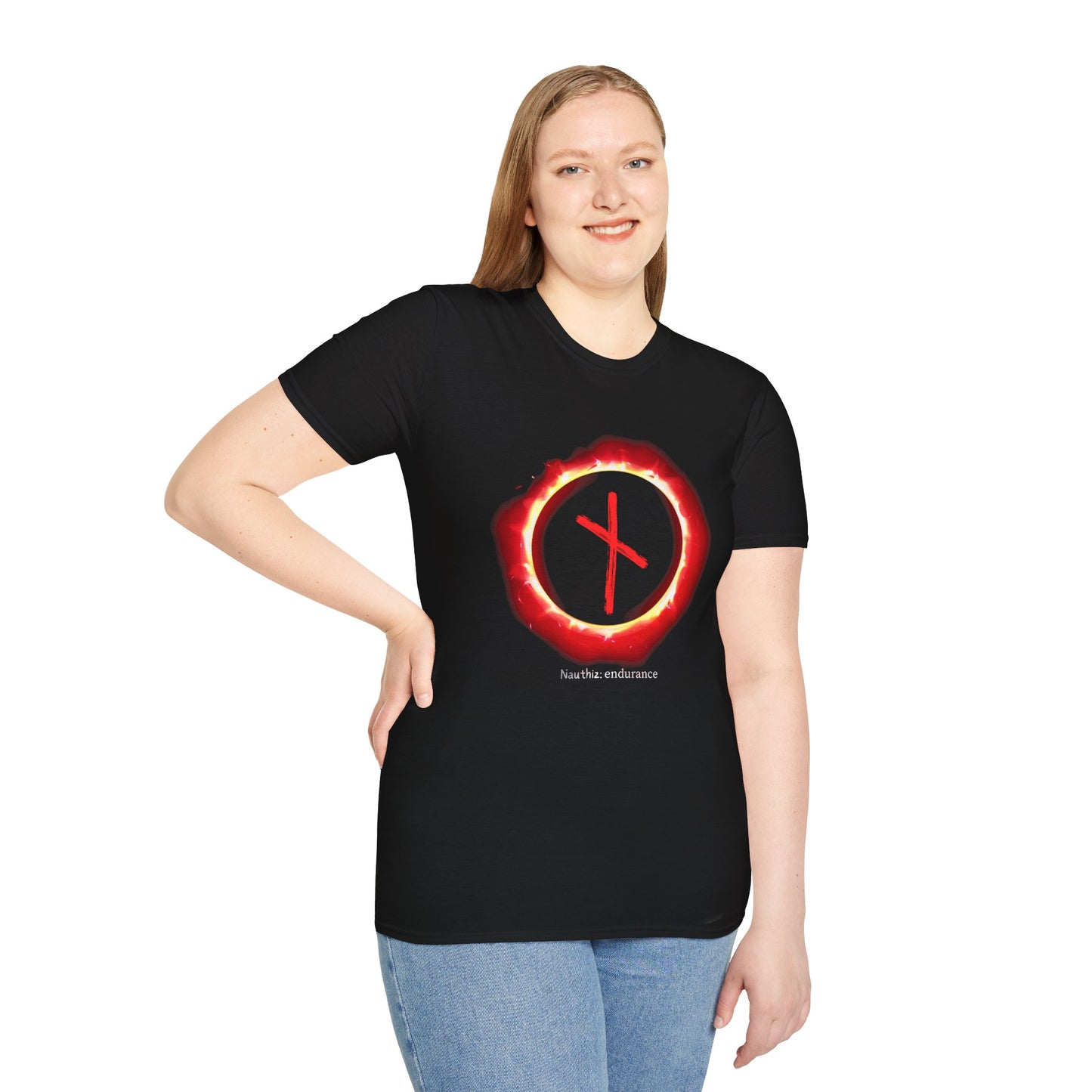 Women's Sun Ring Endurance: Nauthiz Norse Viking Rune T Shirt