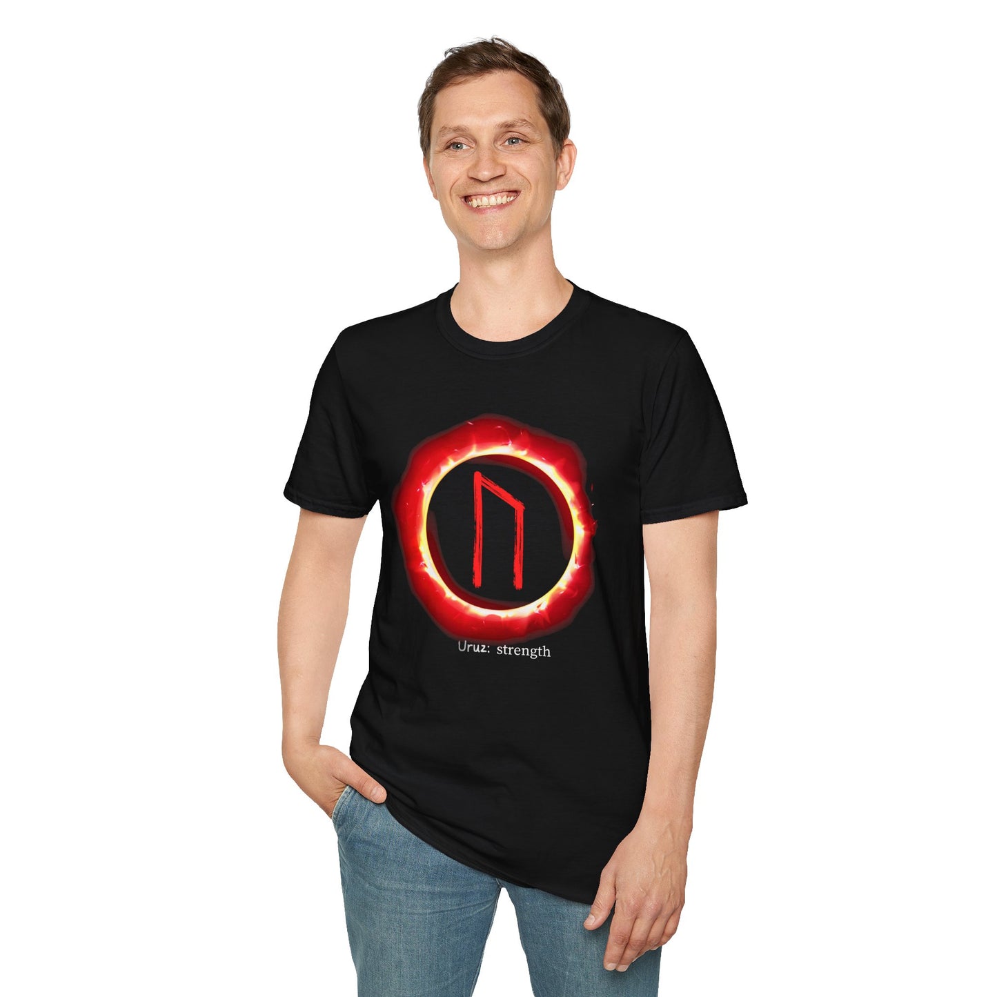 Men's Sun Ring Strength: Uruz Norse Viking Rune T Shirt