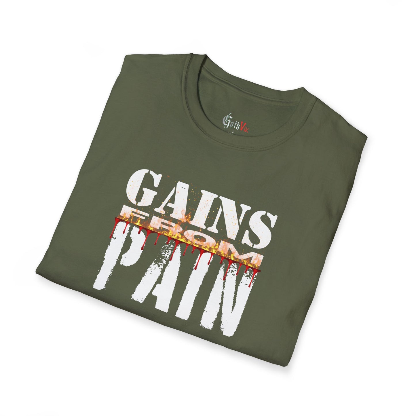 Gains From Pain T-Shirt:  Motivational Fitness Workout Tee