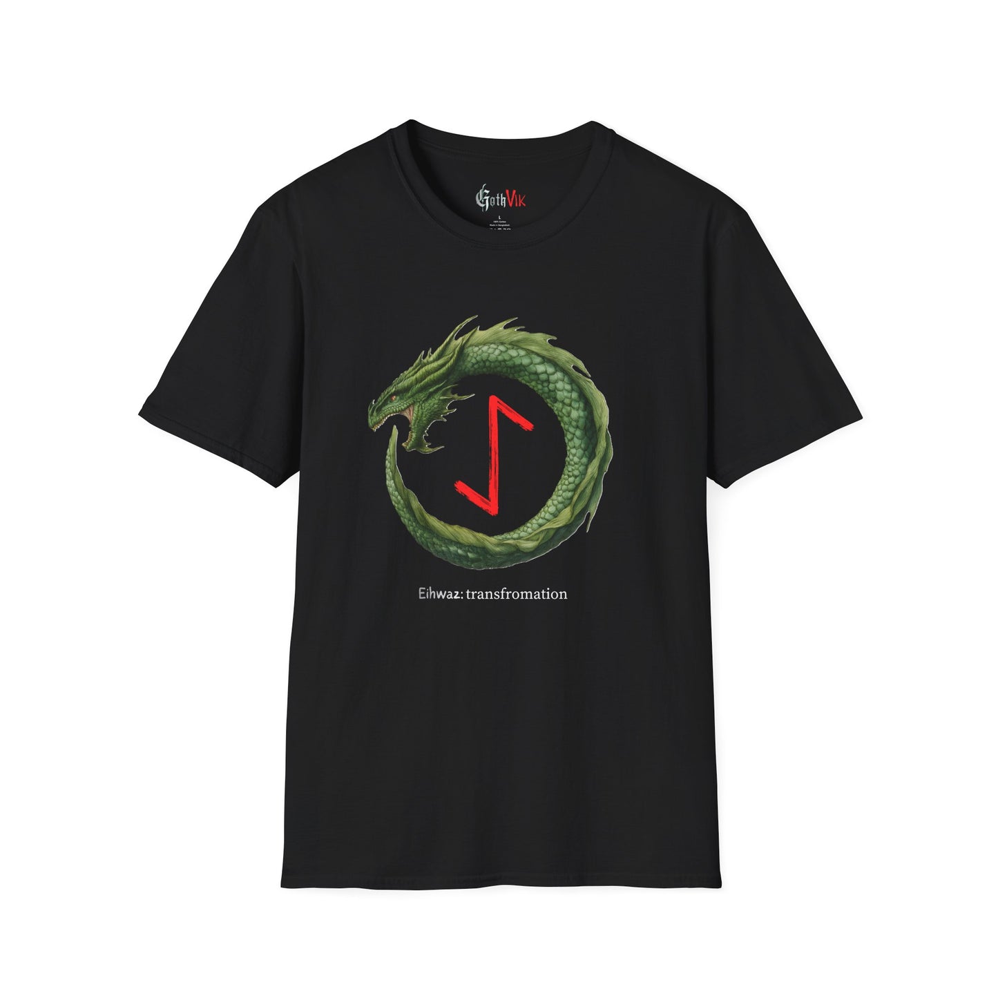 Men's Green Ouroboros Transformation Eihwaz Norse Viking Rune T-Shirt