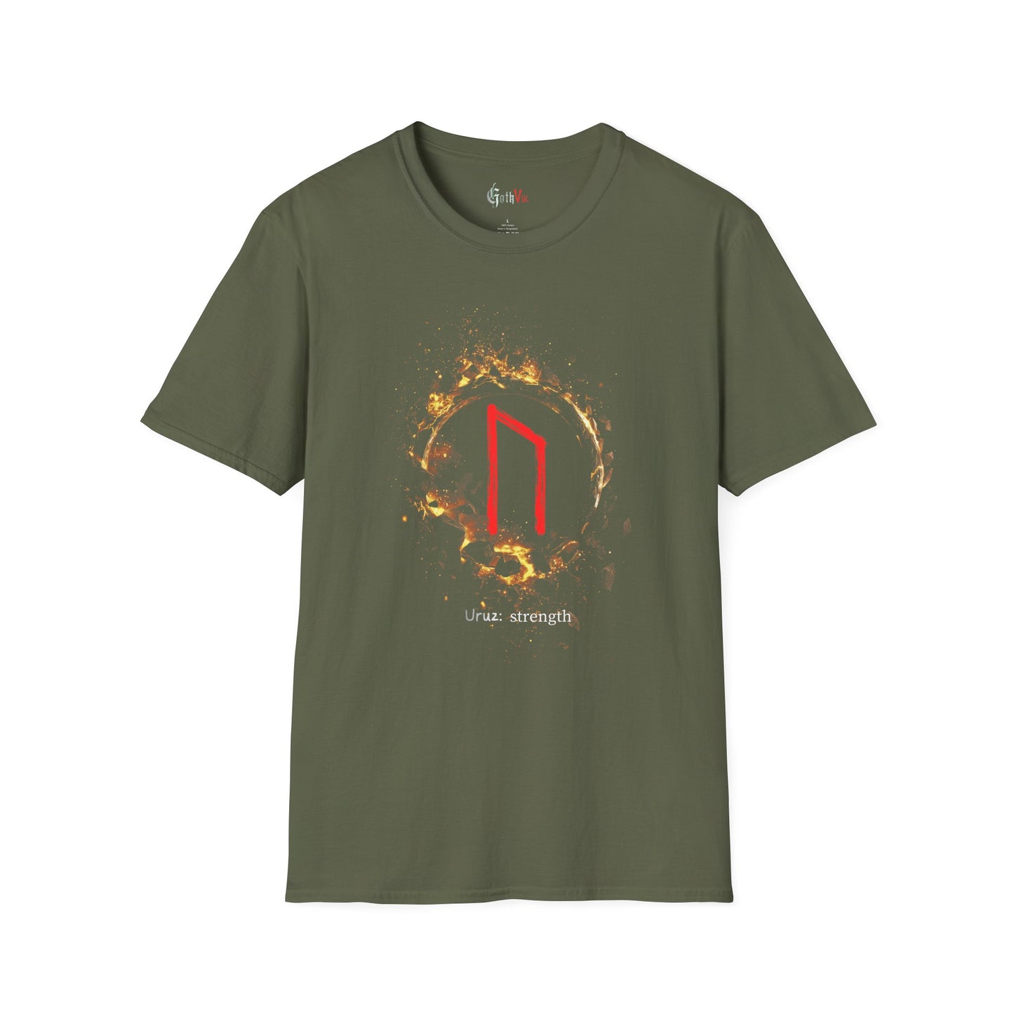 Men's Gold Ring Strength: Uruz Norse Viking Rune T Shirt