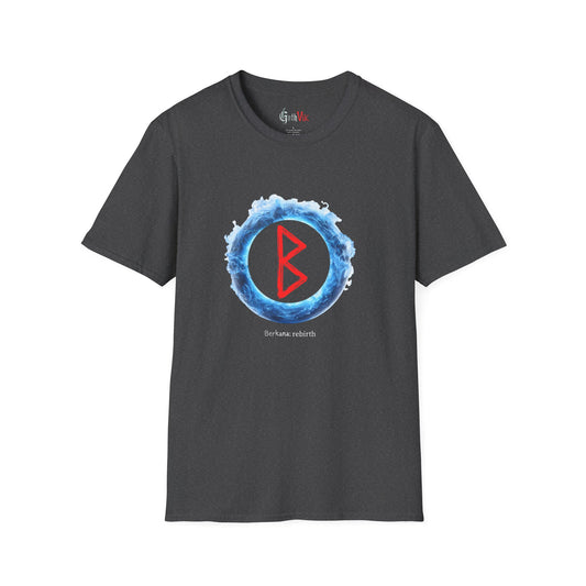 Men's Blue Flame Ring Rebirth Berkana Viking Rune T-Shirt