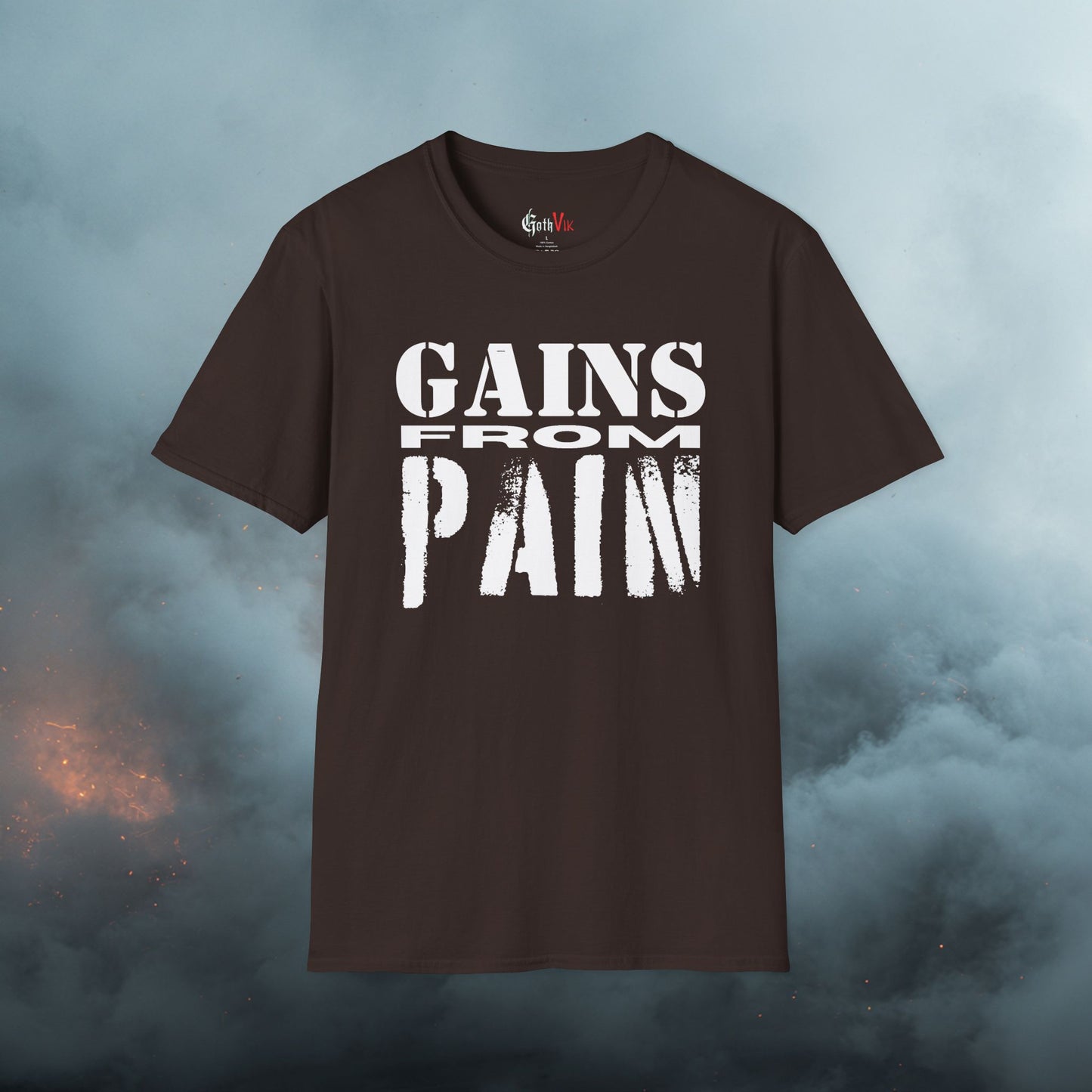Gains From Pain T-Shirt:  Motivational Gym and Fitness Workout Tee