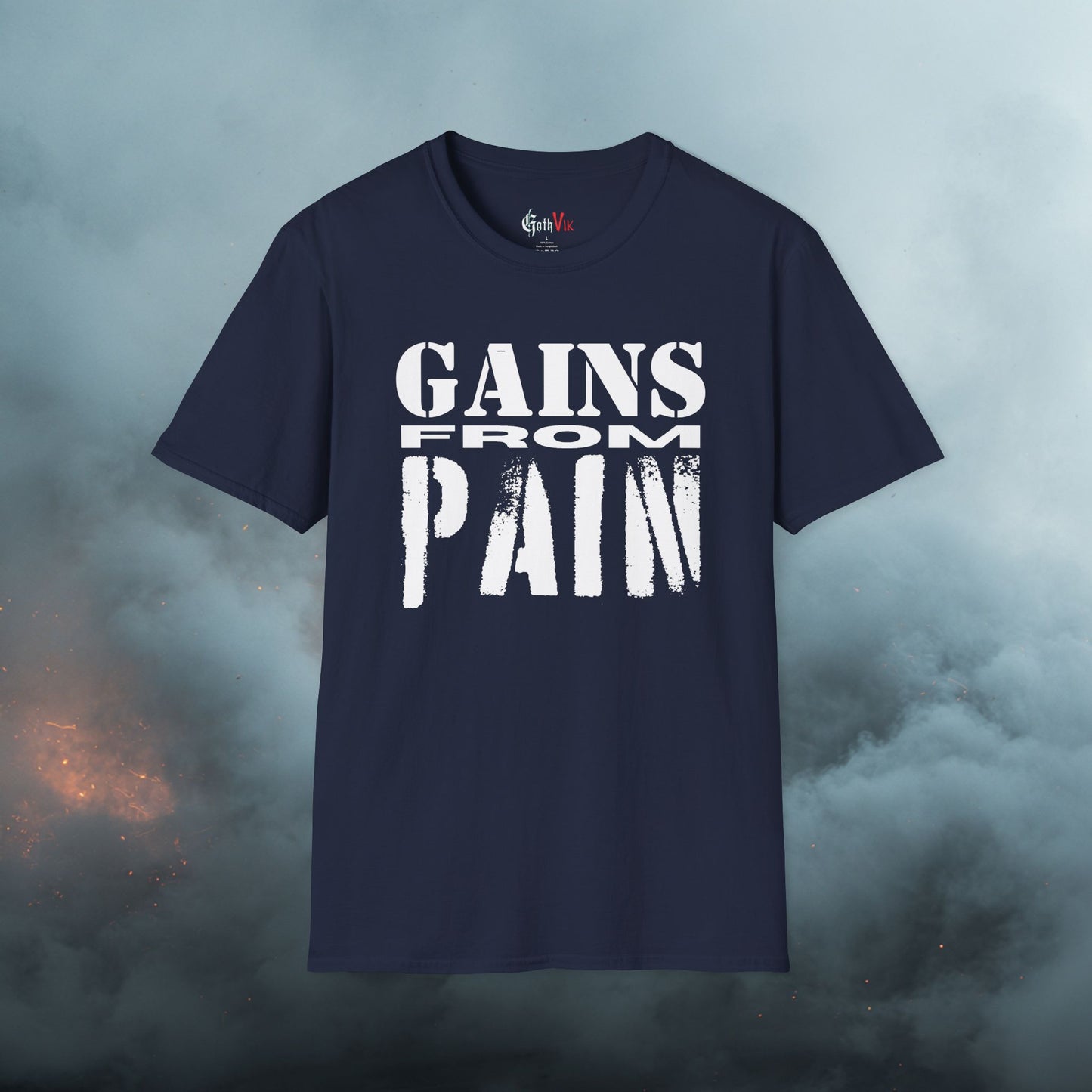 Gains From Pain T-Shirt:  Motivational Gym and Fitness Workout Tee