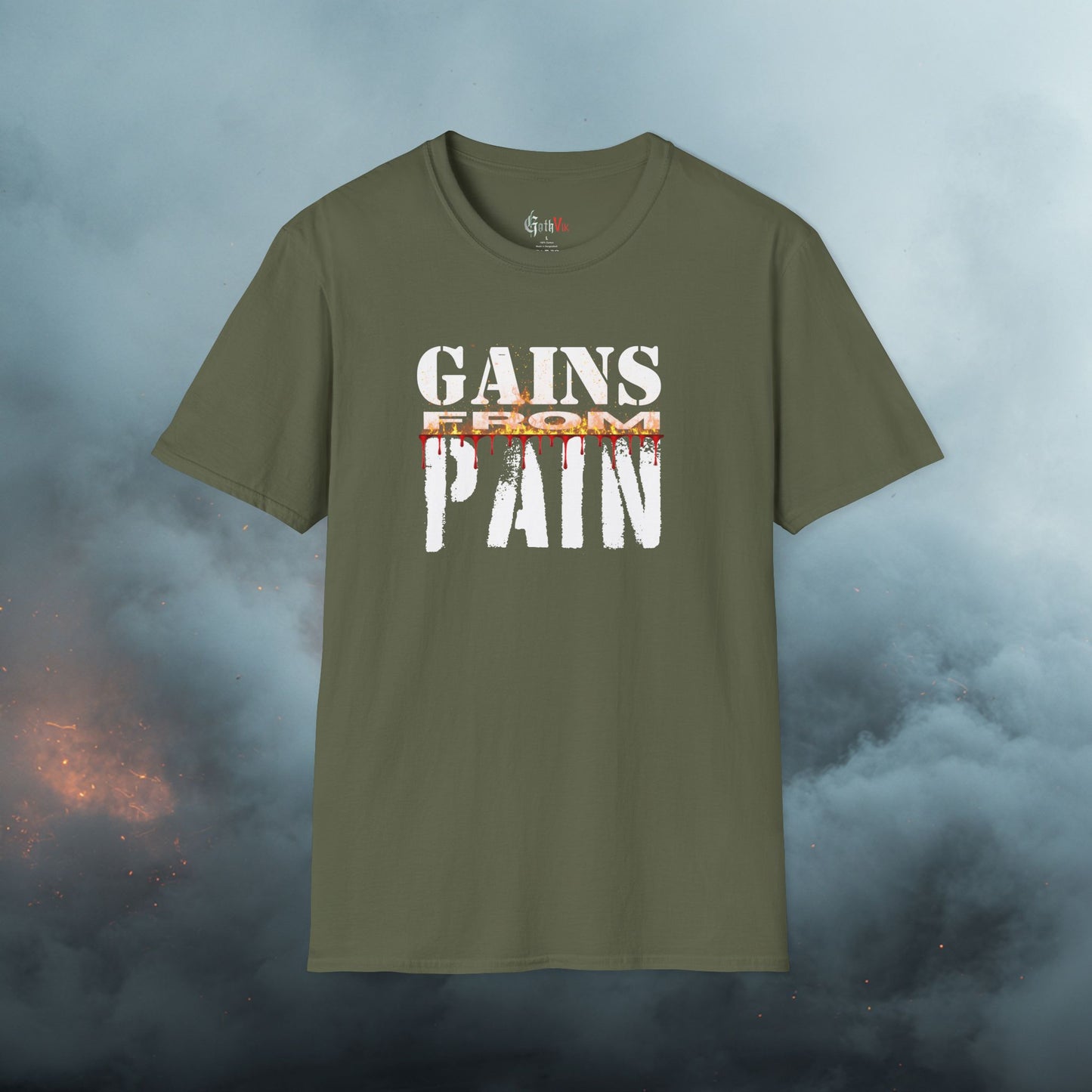 Gains From Pain T-Shirt:  Motivational Fitness Workout Tee