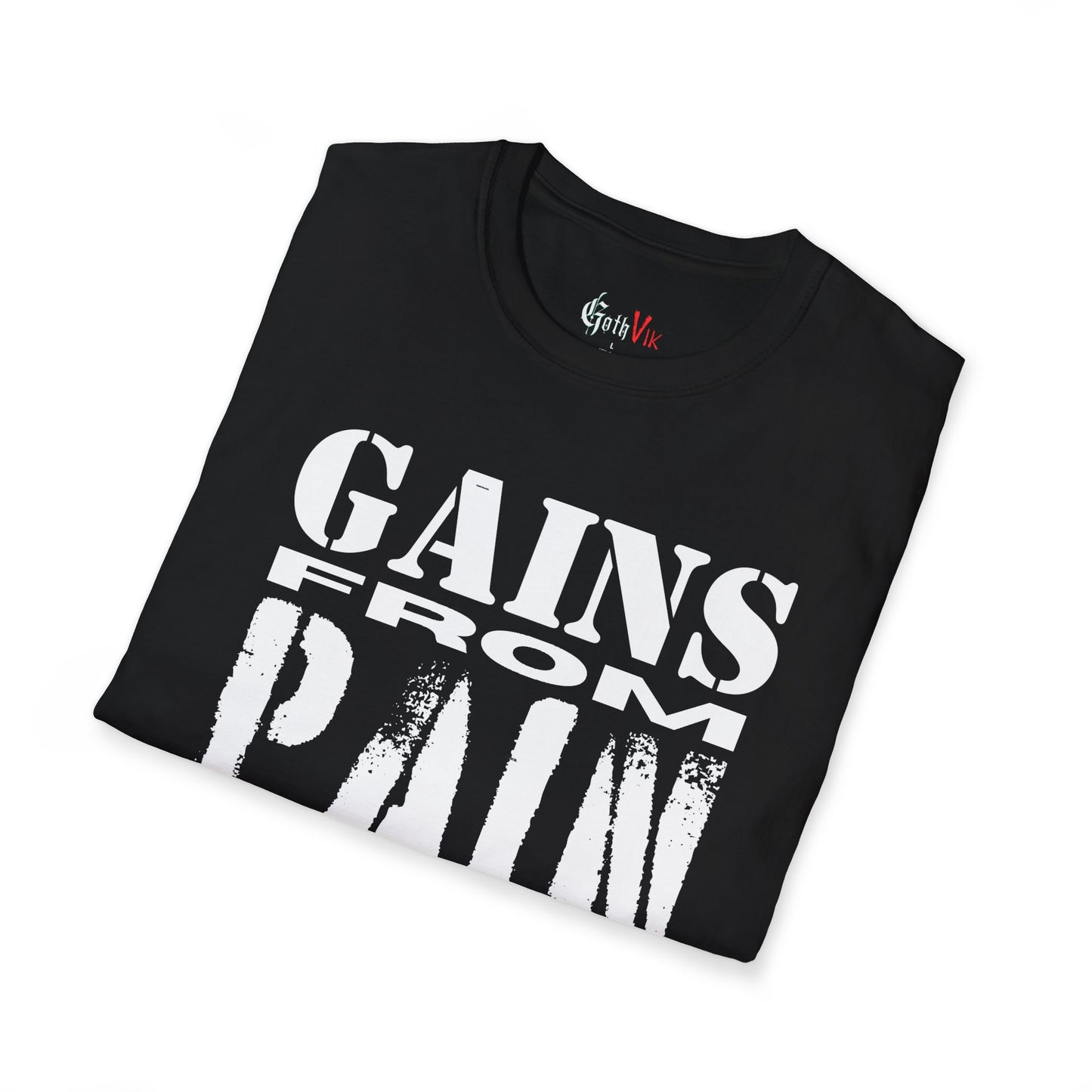 Gains From Pain T-Shirt:  Motivational Gym and Fitness Workout Tee
