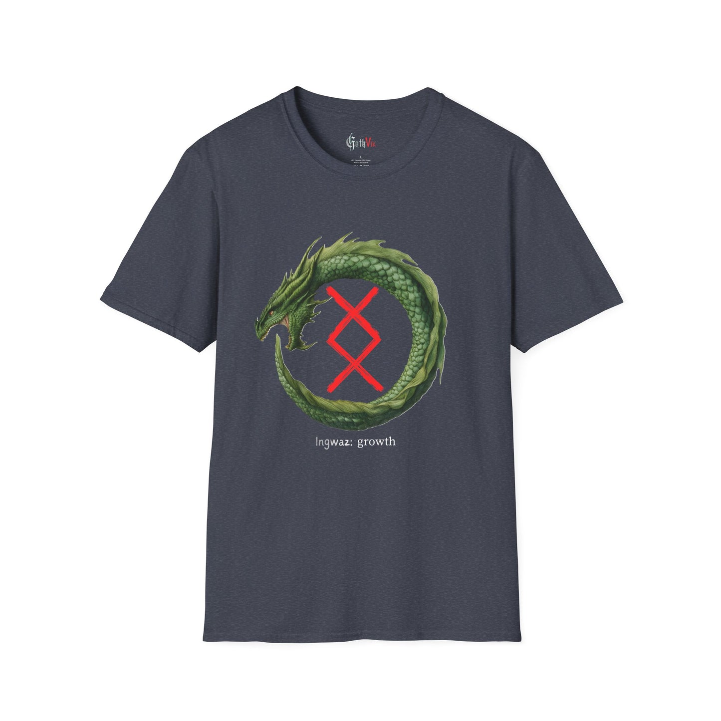 Women's Green Ouroborus Growth: Ingwaz Norse Viking Rune T Shirt