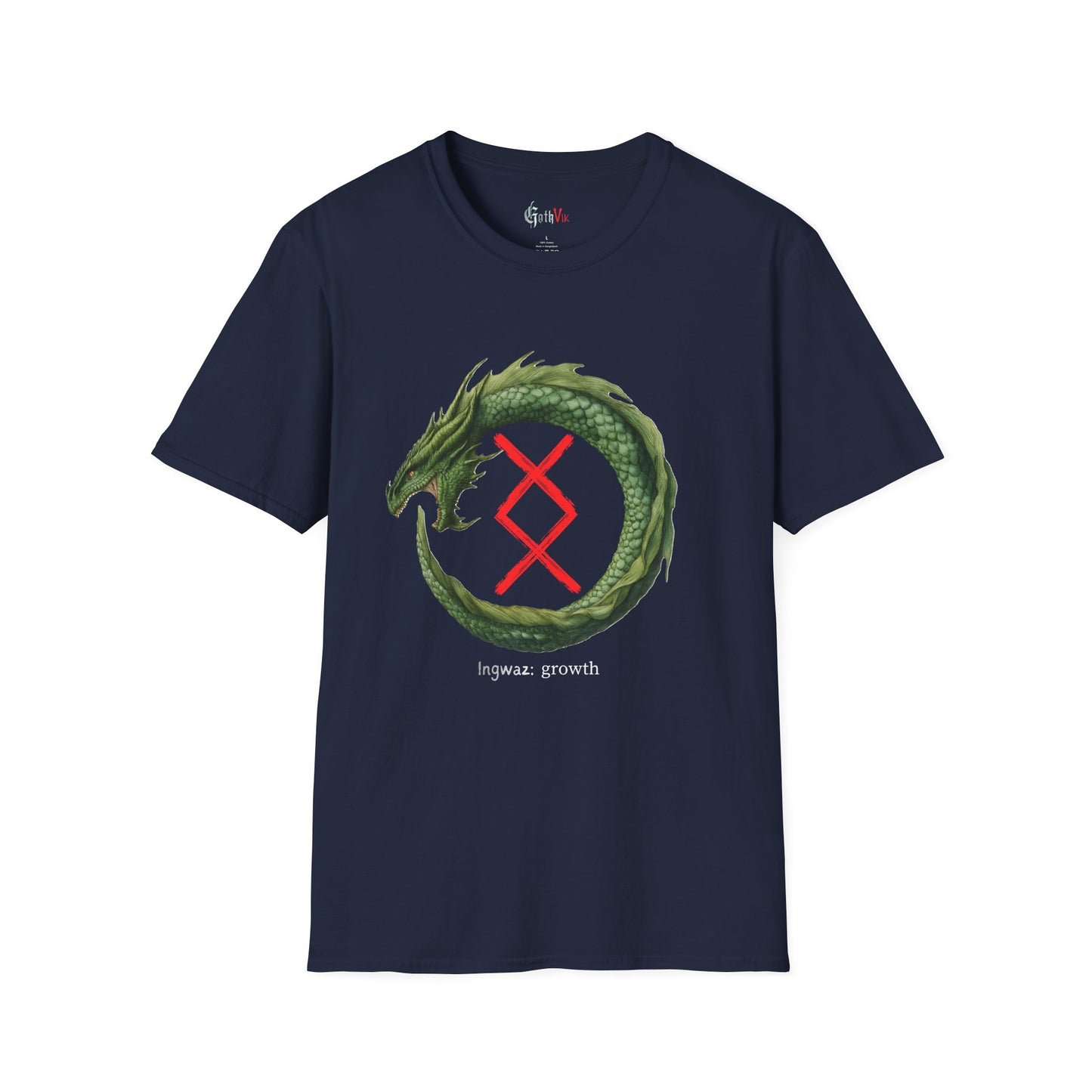 Women's Green Ouroborus Growth: Ingwaz Norse Viking Rune T Shirt