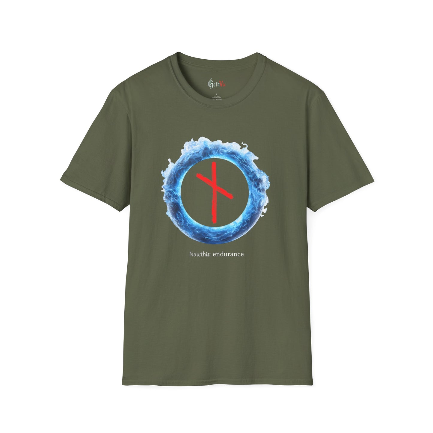 Women's Blue Fire Ring Endurance: Nauthiz Norse Viking Rune T Shirt