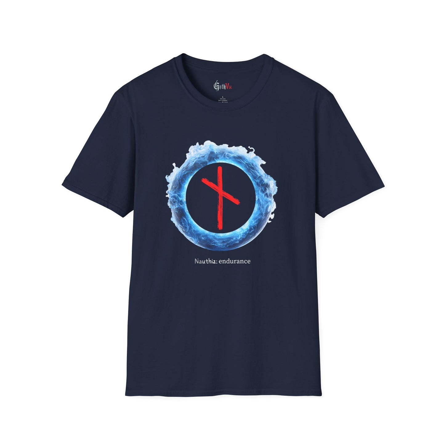 Women's Blue Fire Ring Endurance: Nauthiz Norse Viking Rune T Shirt