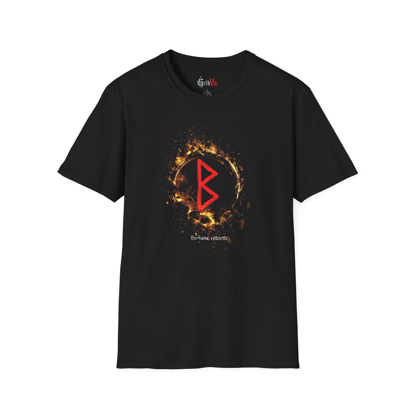 Women's Rebirth 'Berkano'  Viking Rune T-Shirt — Gold Ring Design