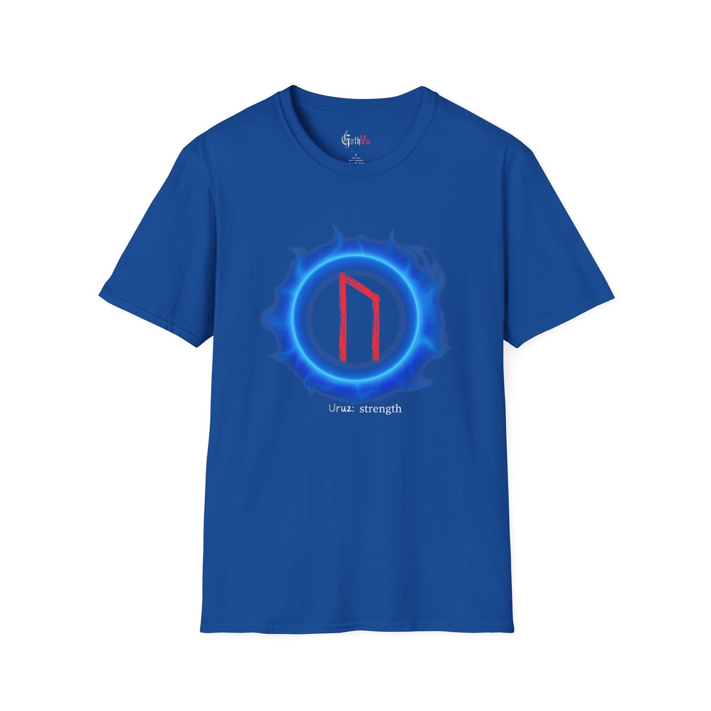 Men's Blue Aura Strength: Uruz Norse Viking Rune T Shirt