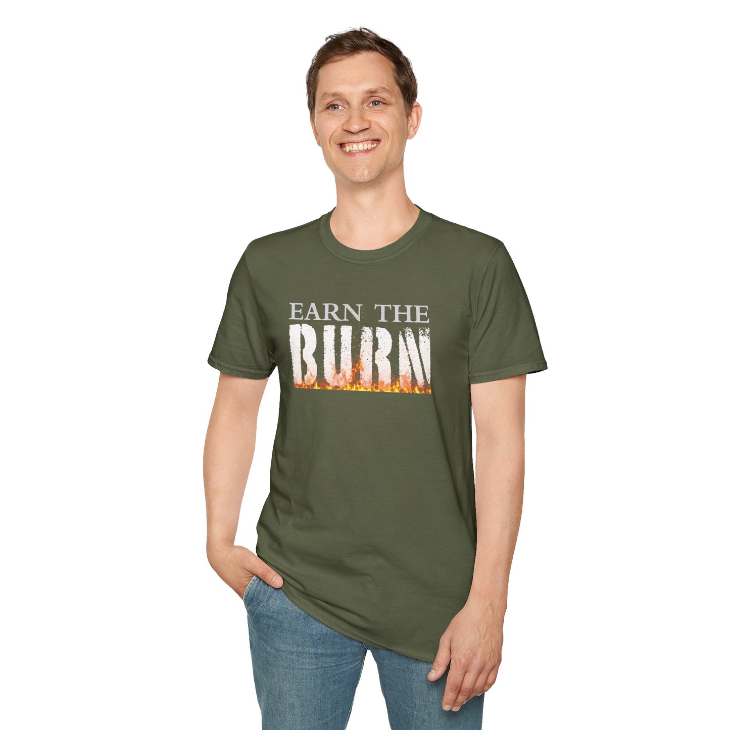 Earn The Burn T-Shirt — Motivational Fitness Workout Tee
