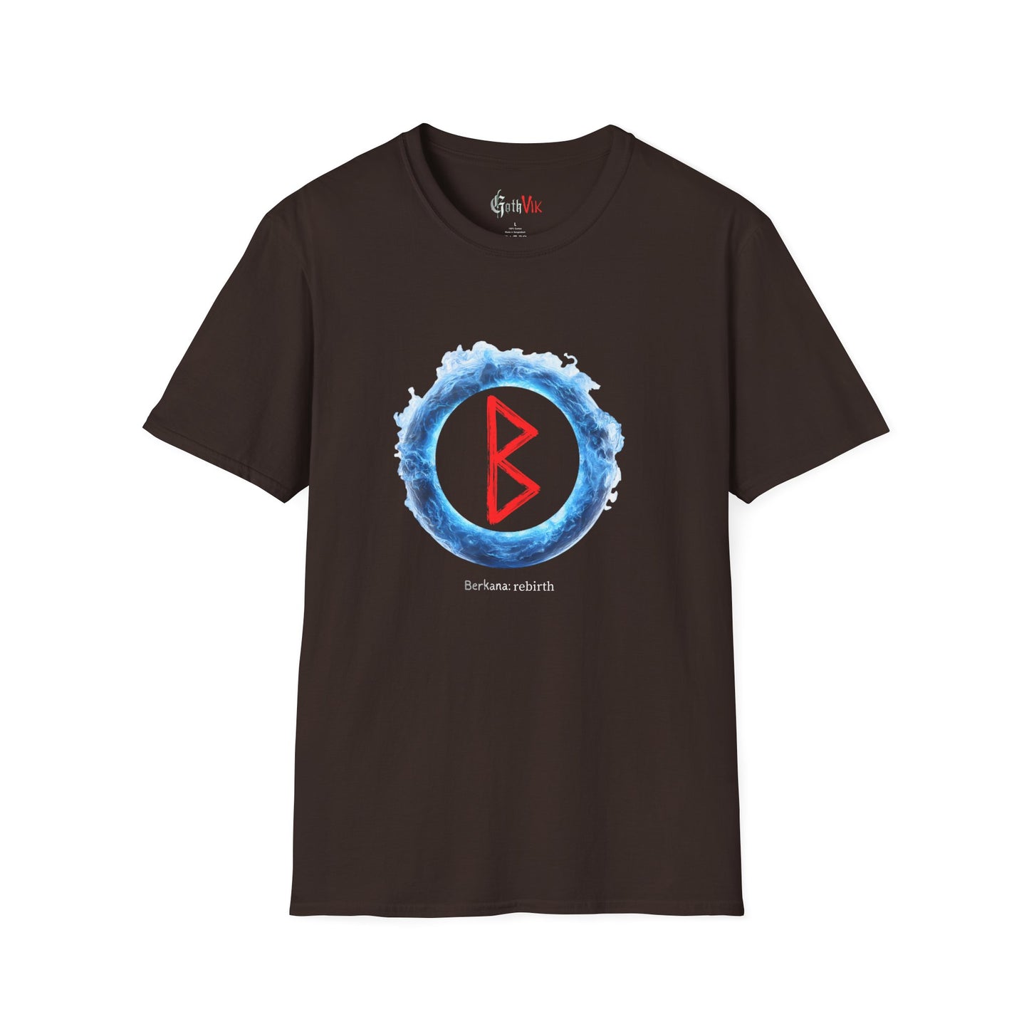 Men's Blue Flame Ring Rebirth Berkana Viking Rune T-Shirt