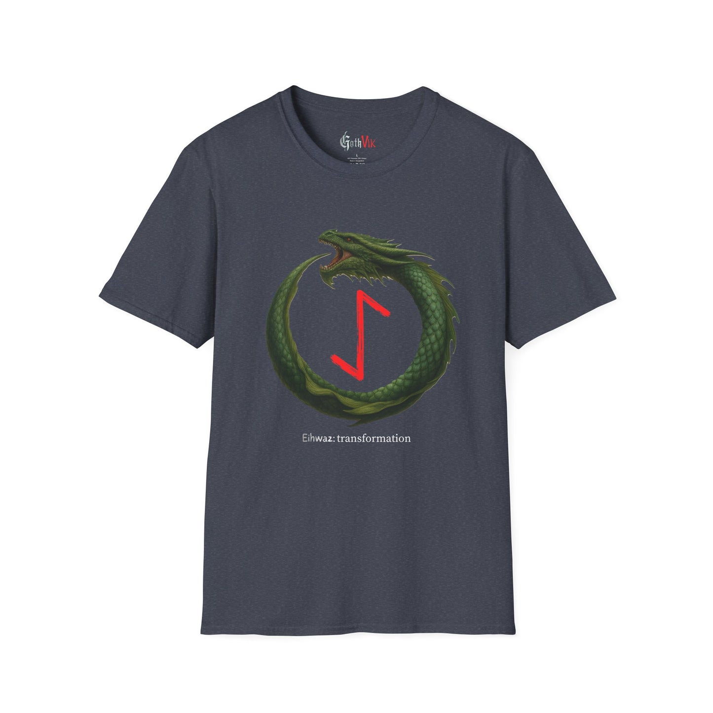 Men's Green Ouroboros Transformation Eihwaz Norse Viking Rune T-Shirt