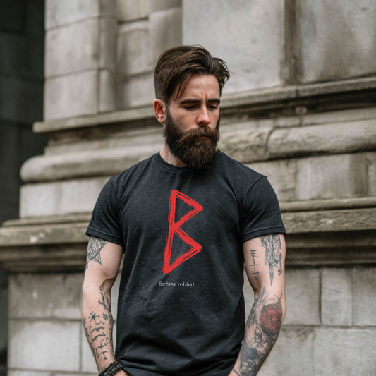 Men's Red Berkana Rebirth Norse Viking Rune