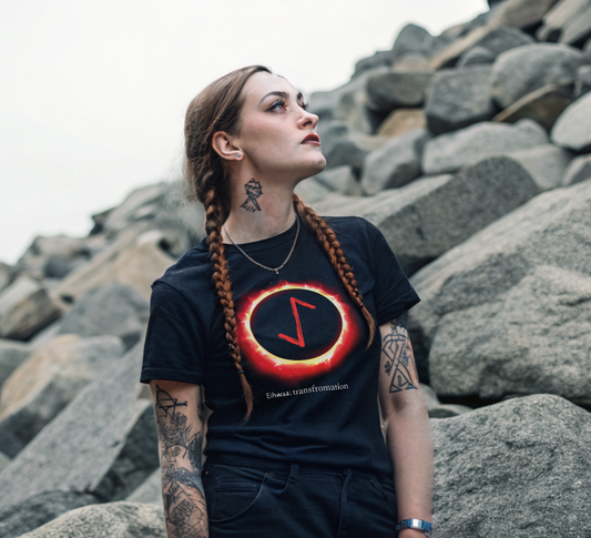 Women's Sun Ring Transformation Eihwaz Norse Viking Rune T‑Shirt