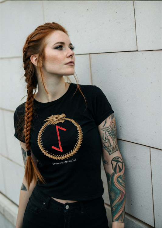 Women's Ouroboros Skeleton Transformation Eihwaz Norse Vking Rune T Shirt