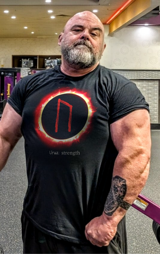 Men's Sun Ring Strength: Uruz Norse Viking Rune T Shirt