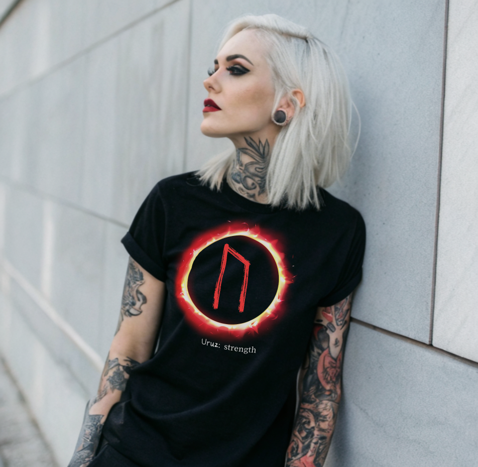 Women's Sun Ring Strength: Uruz Norse Viking Rune T Shirt