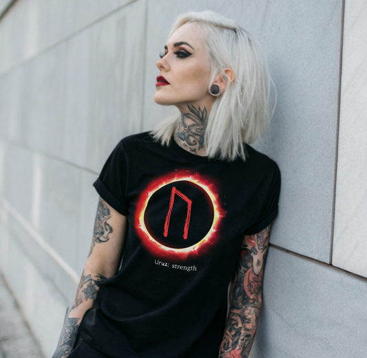 Women's Sun Ring Strength: Uruz Norse Viking Rune T Shirt