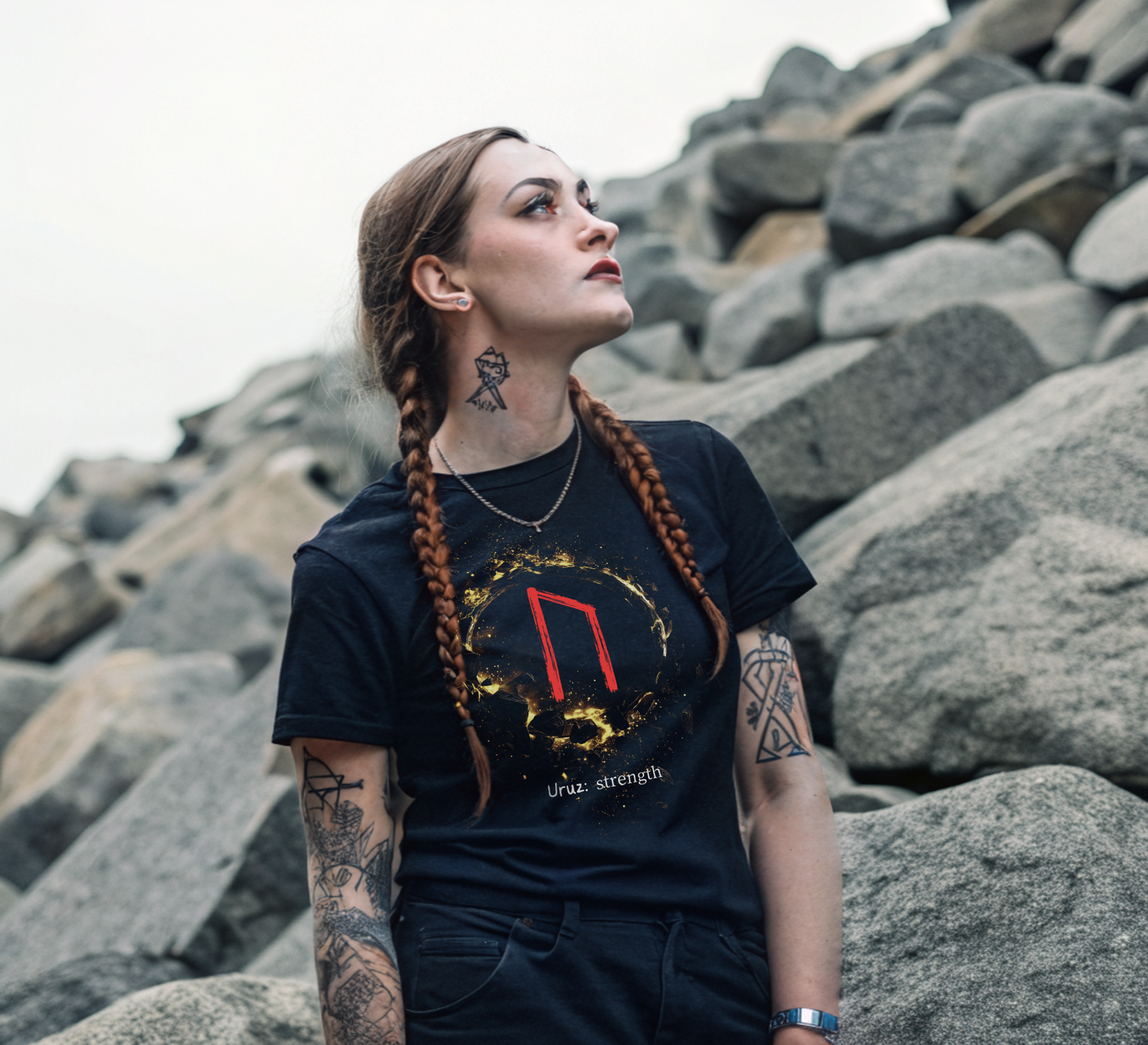 Women's Gold Ring Strength: Uruz Norse Viking Rune T Shirt