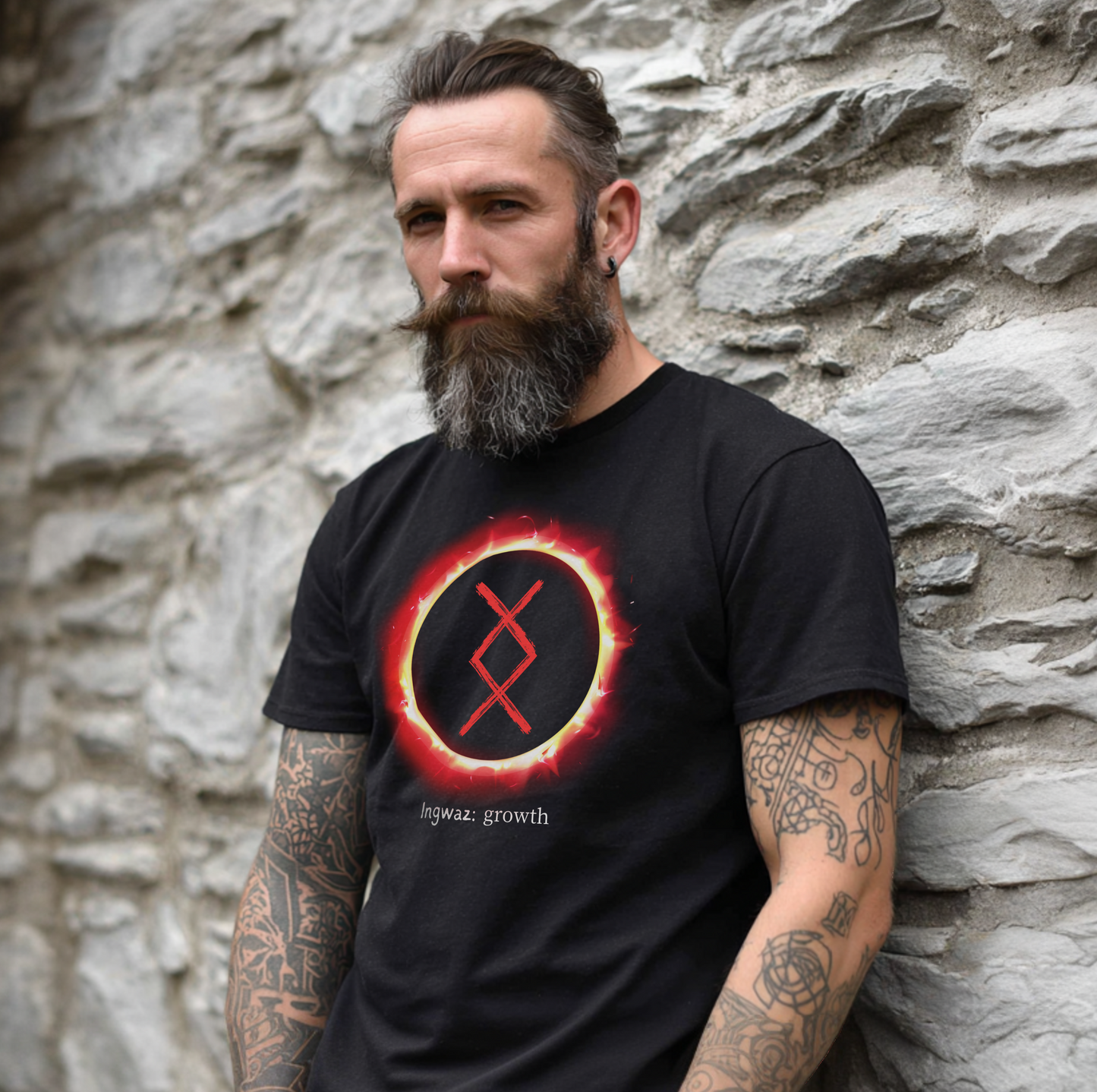 Men's Sun Ring Growth: Ingwaz Norse Viking Rune T Shirt