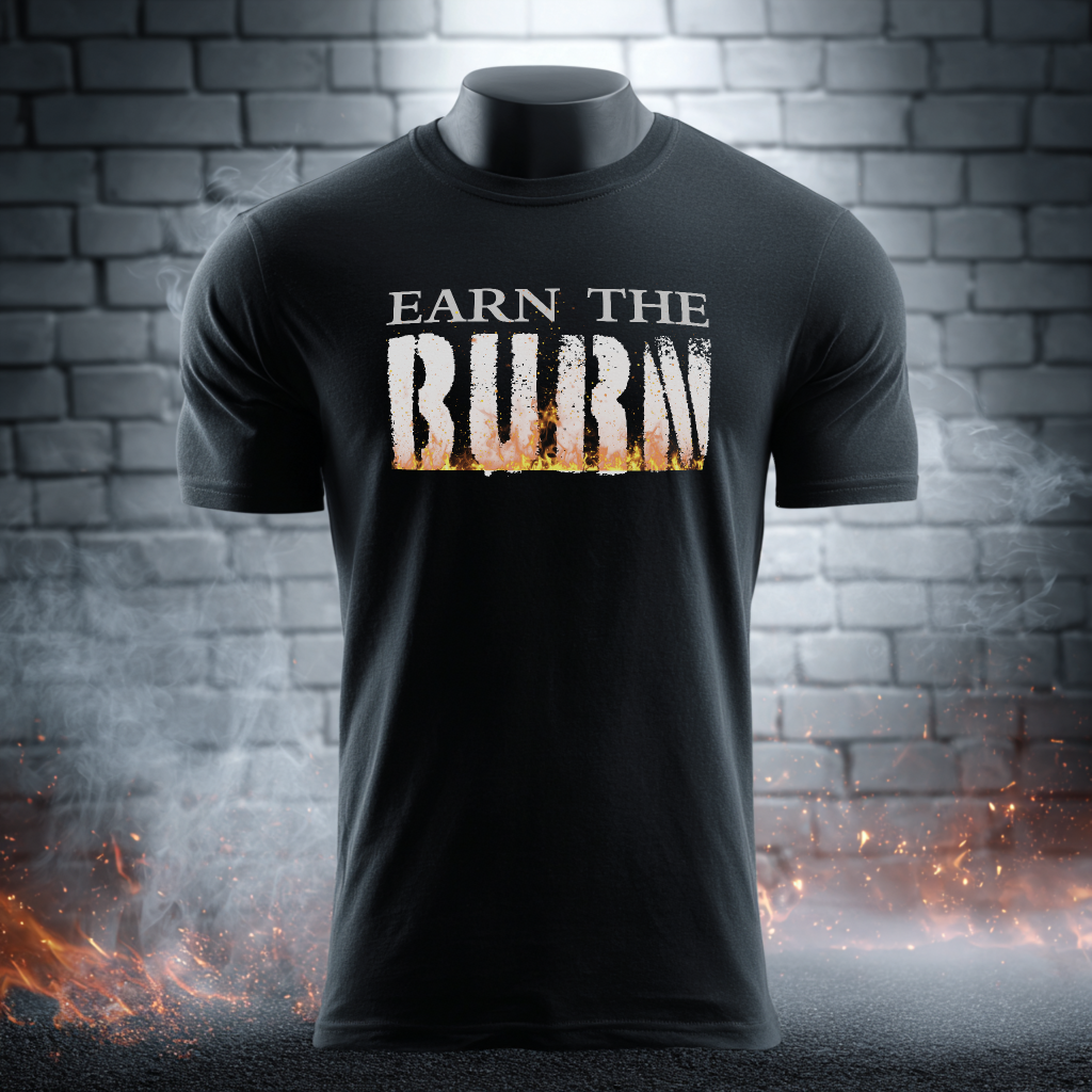 Earn The Burn T-Shirt — Motivational Fitness Workout Tee