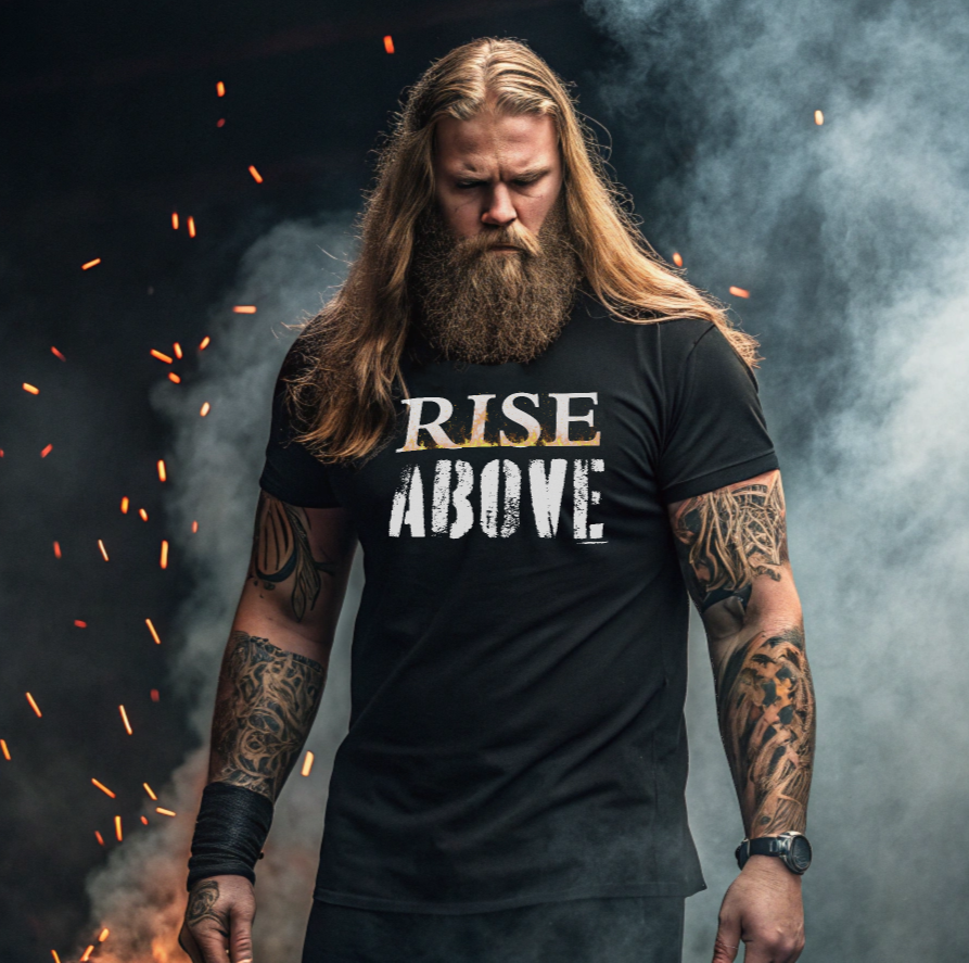 Rise Above T-Shirt — Motivational Fitness Workout Tee