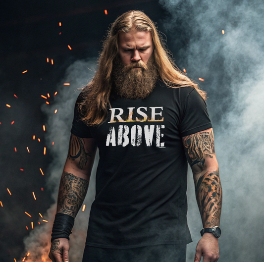 Rise Above T-Shirt — Motivational Fitness Workout Tee