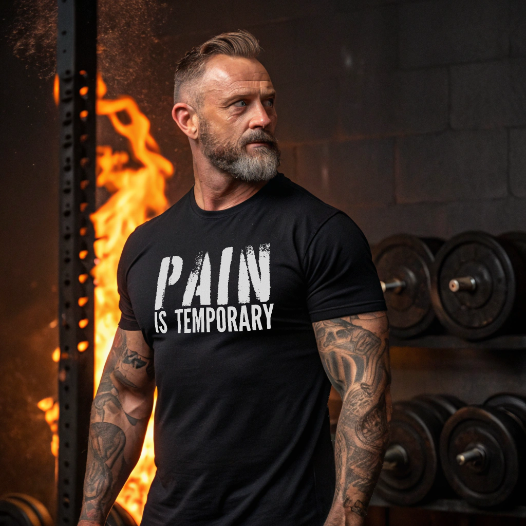 Pain is Temporary  T-Shirt — Motivational Gym and Fitness Workout; Life Motto Tee