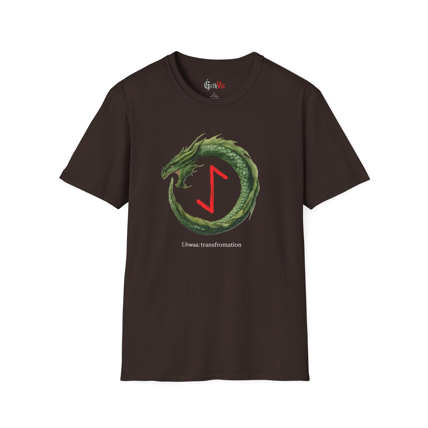 Women's Green Ouroboros Transformation Eihwaz Norse Viking Rune T-Shirt