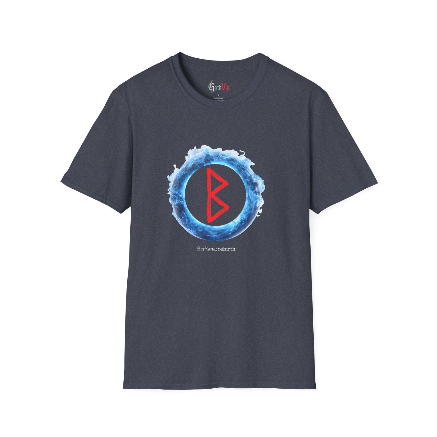 Men's Blue Flame Ring Rebirth Berkana Viking Rune T-Shirt