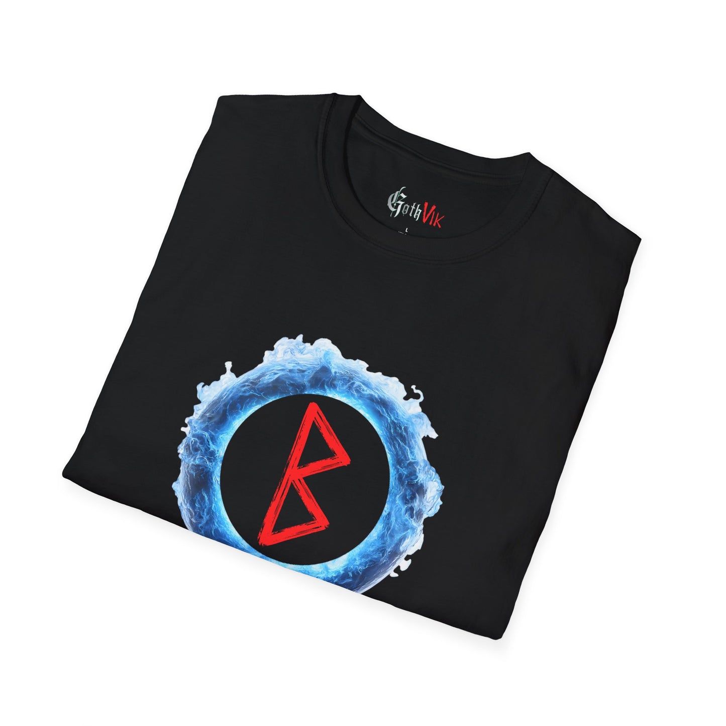 Men's Blue Flame Ring Rebirth Berkana Viking Rune T-Shirt