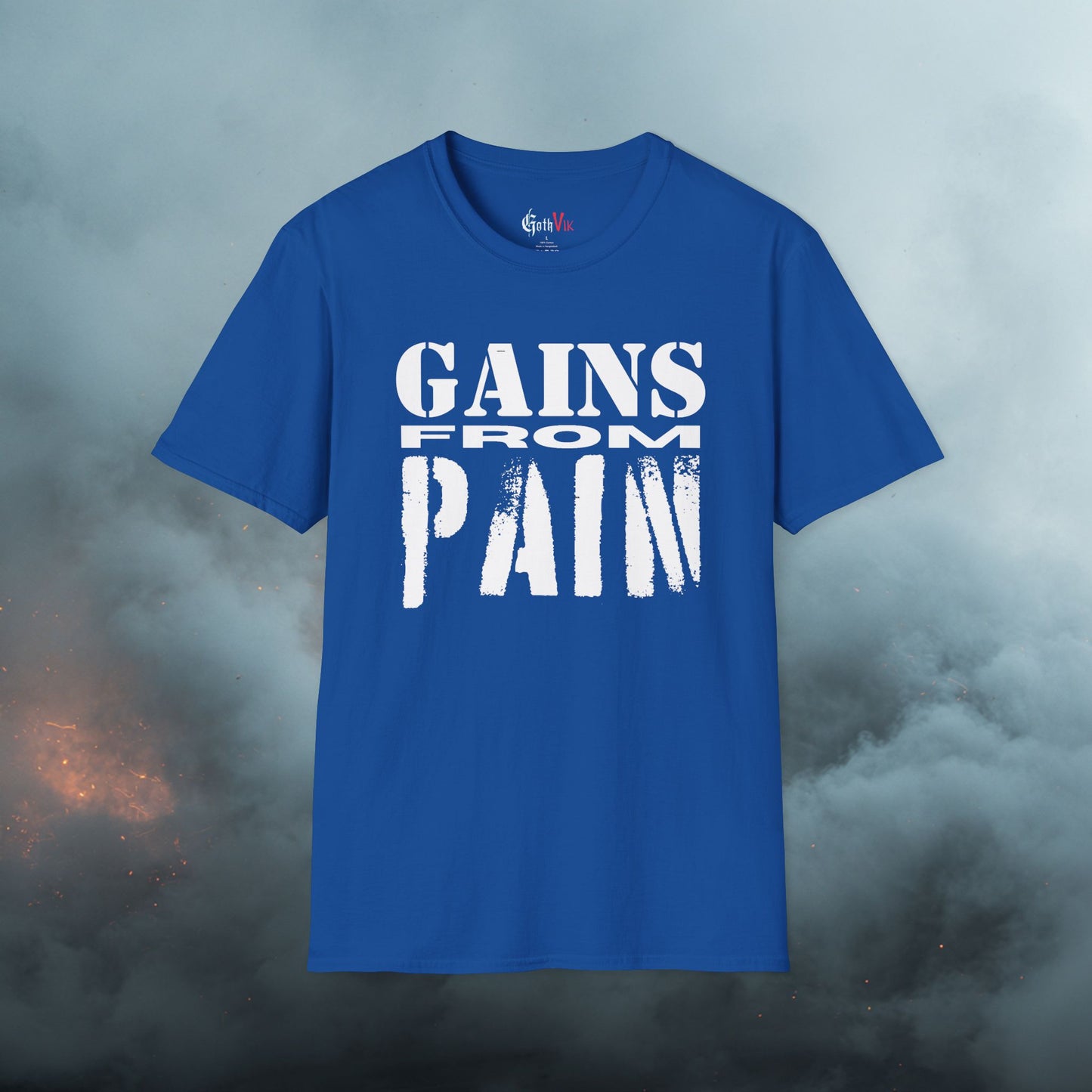 Gains From Pain T-Shirt:  Motivational Gym and Fitness Workout Tee