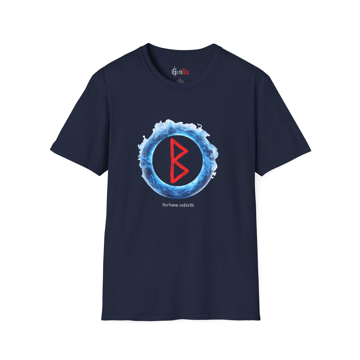 Men's Blue Flame Ring Rebirth Berkana Viking Rune T-Shirt