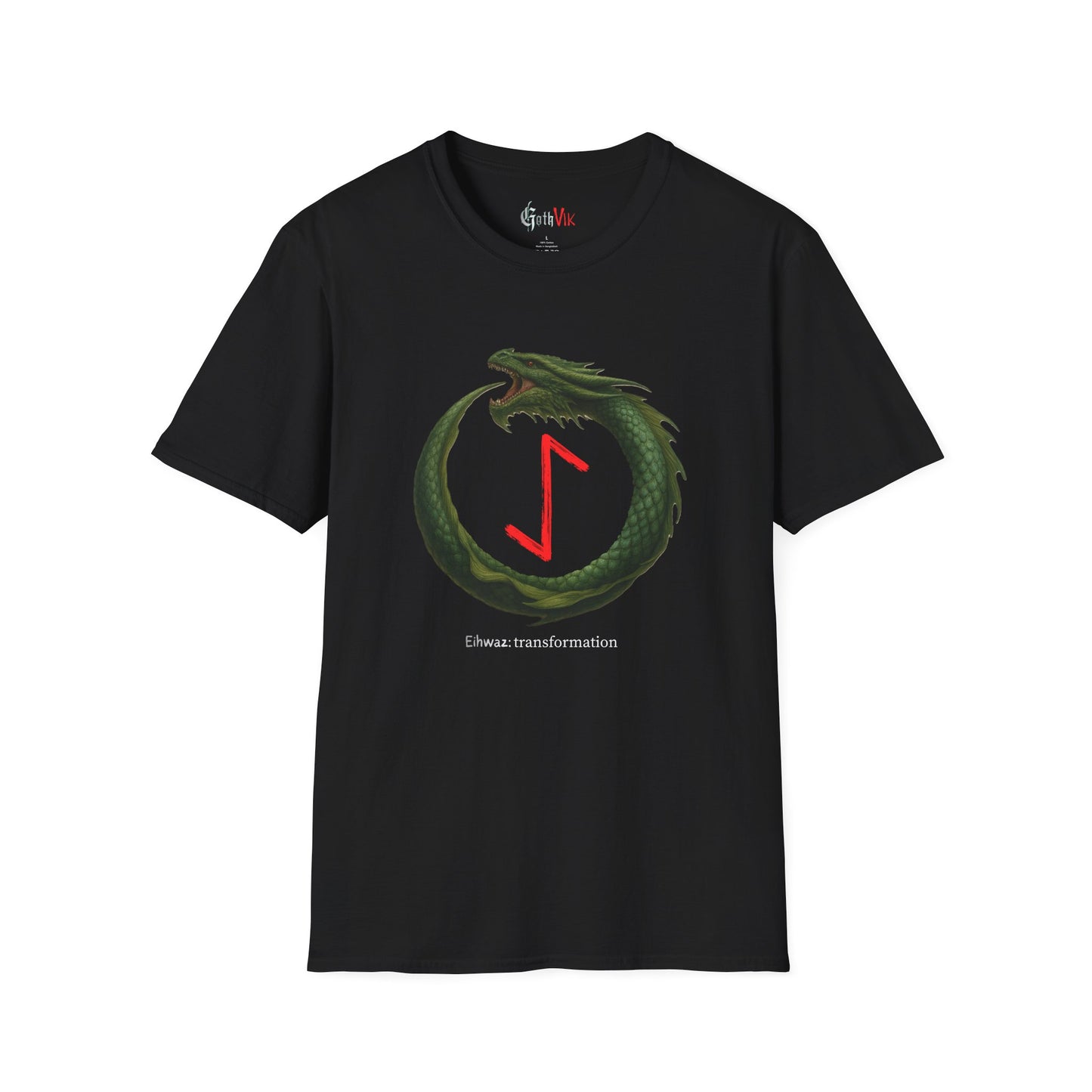 Women's Green Ouroboros Transformation Eihwaz Norse Viking Rune T-Shirt