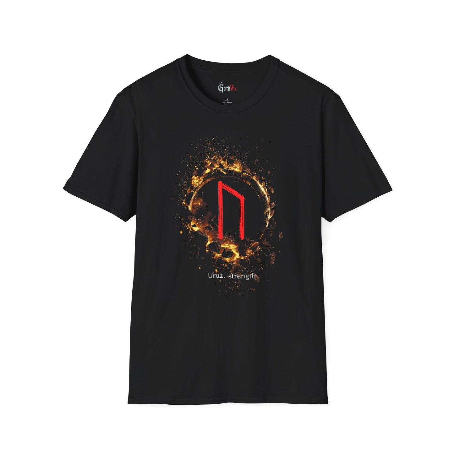 Men's Gold Ring Strength: Uruz Norse Viking Rune T Shirt