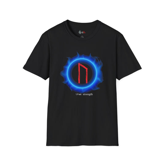 Men's Blue Aura Strength: Uruz Norse Viking Rune T Shirt