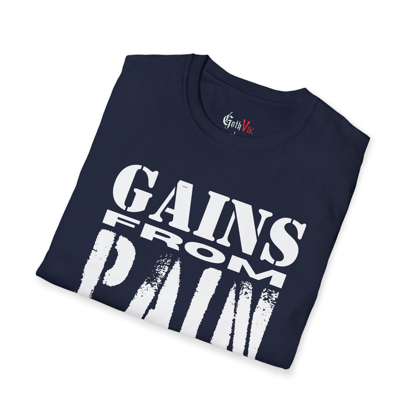 Gains From Pain T-Shirt:  Motivational Gym and Fitness Workout Tee