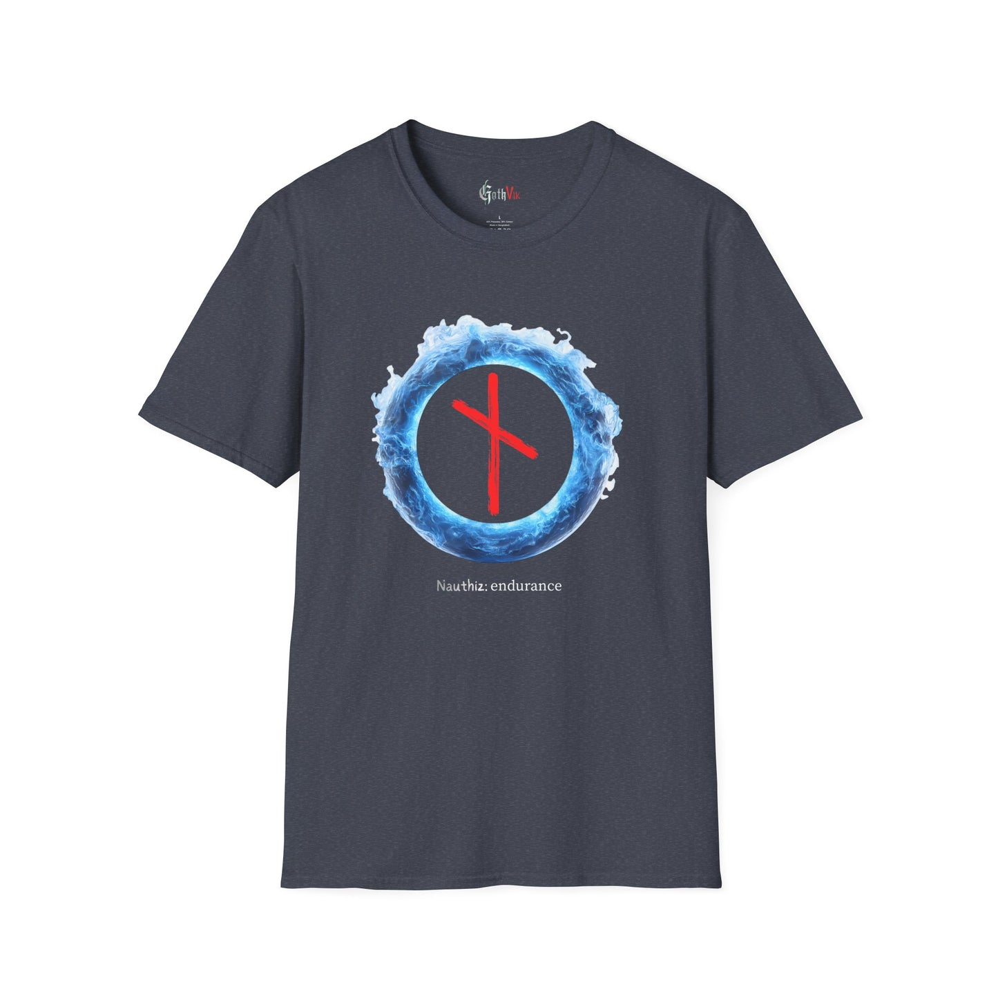 Men's Blue Fire Ring Endurance: Nauthiz Norse Viking Rune T Shirt