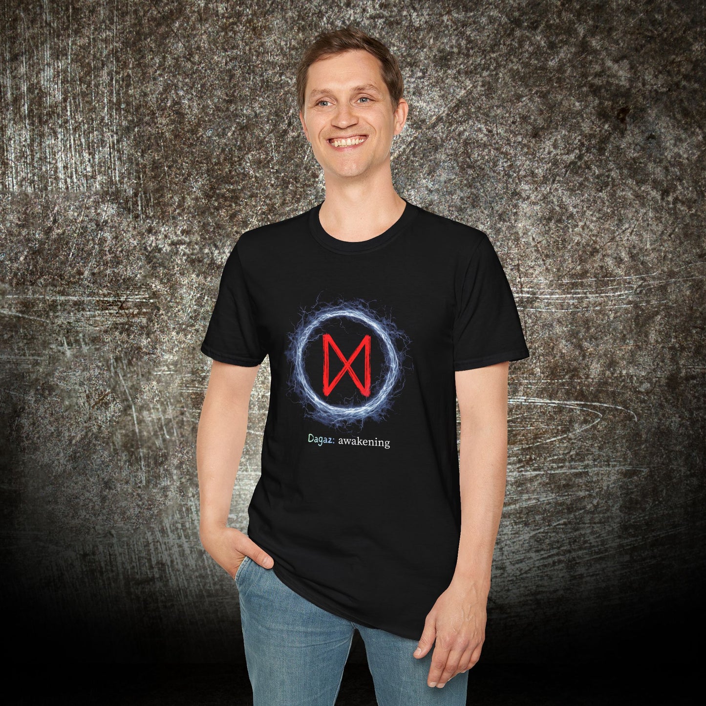 Men's Lightning Ring Awakening Dagaz Norse Viking Rune T Shirt