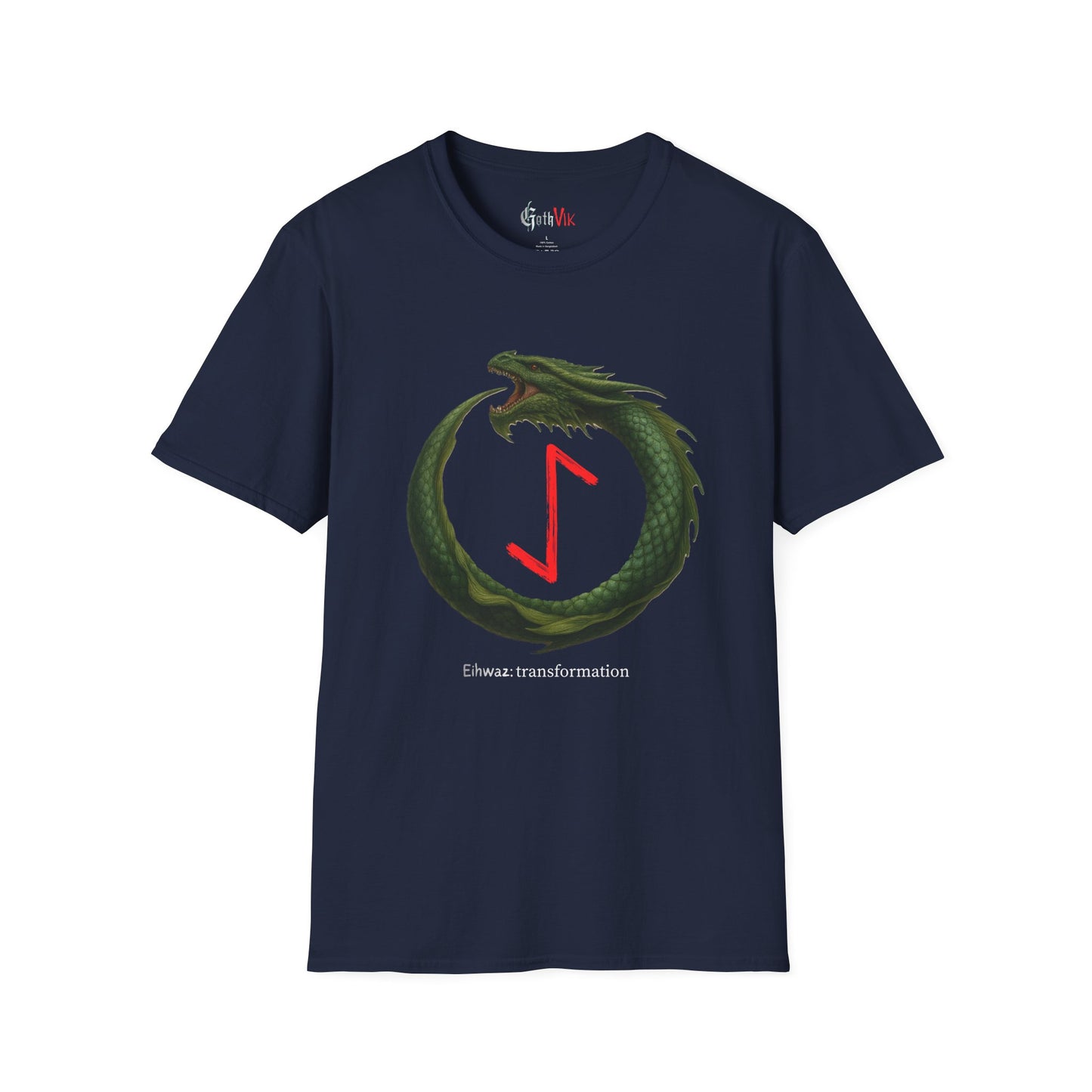 Men's Green Ouroboros Transformation Eihwaz Norse Viking Rune T-Shirt