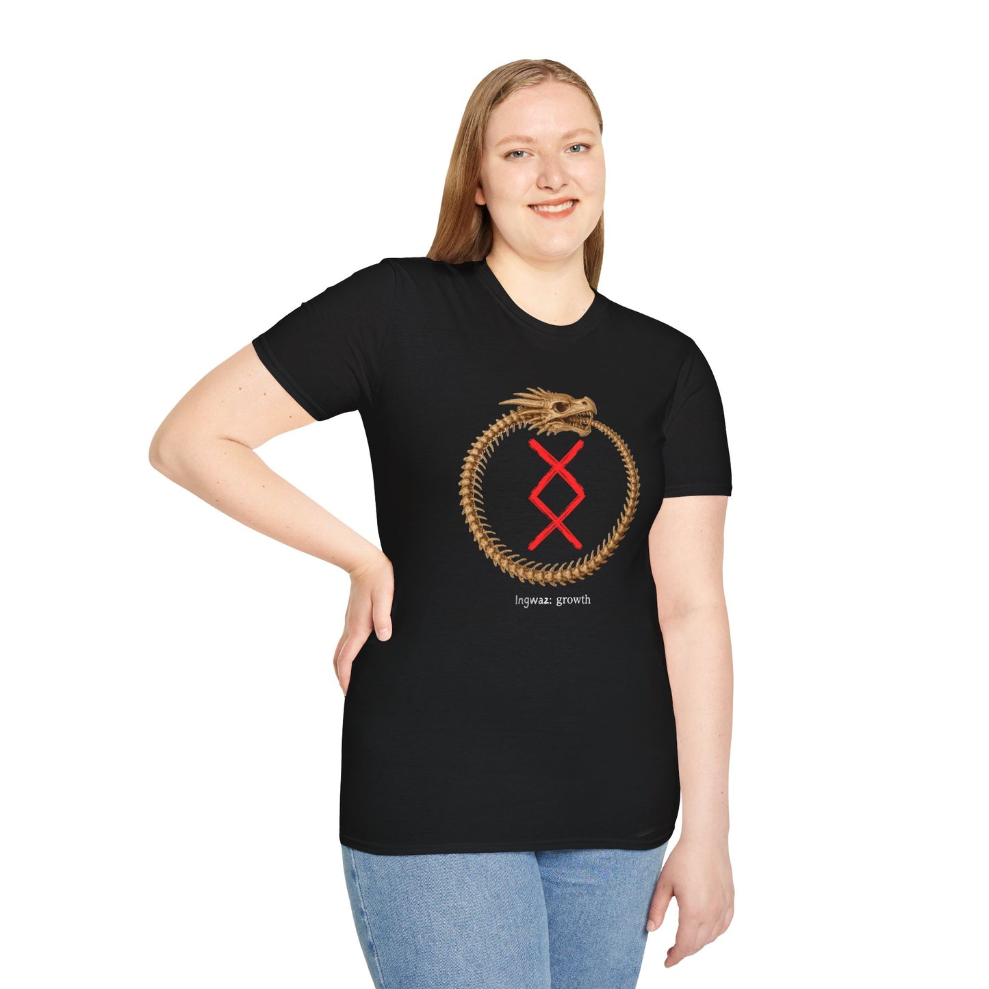 Women's Ouroboros Growth: Ingwaz Norse Viking Rune Graphic T Shirt